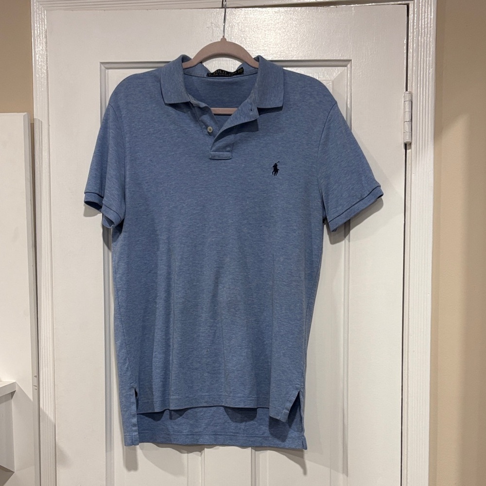 POLO Ralph Lauren Men’s Heathered Steel Blue Short-Sleeve Polo M EUC